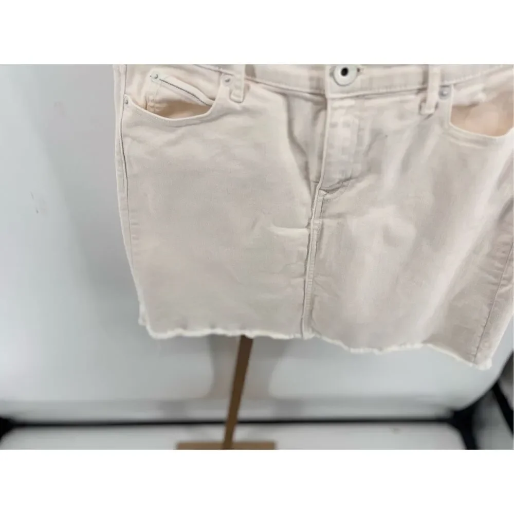Vineyard Vines White Denim Raw Hem Mini Skirt Size 10
